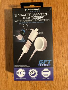 Xtreme Power 805106239343 Nib Smart Watch Charger / Usb A And C Adapter 6 Ft Cable Apple Comp