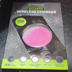 Xwc8-1039-pnk Xtreme Power Magnetic Wireless Charger Cosmic Glitter Pink 15w Fast Charge Usb-c