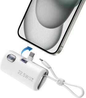 Gn-97 Xuniktek Mini Power Bank With Built-in Foldable Usb-c Connector 5000mah Small White
