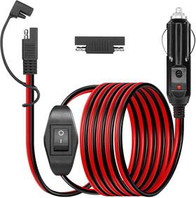 Yacsejao 445016572593 10ft/3m Sae To Cigarette Lighter Plug With Switch Cable 14awg 12v Cigar