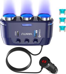 B39-120w-blue Yantu Lm60 Qc3.0&pd 40w Cigarette Lighter Adapter 3-socket 140w