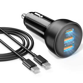 Y-70w Yeahfun Iphone 17e 17 16 15 Pro Max Car Charger Fast Charging 70w 3-port Usb C