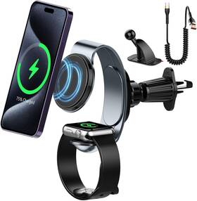 1033 Yfyyf O For Magsafe Car Mount Charger -18w 2 In 1 Wireless Fast Charging