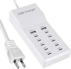 Zetx-ct001 Yimiyaa 60w Usb Charging Station With 12-port Family-sized Smart Usb-a Usb-c White