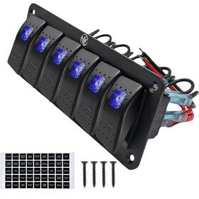Yuxianjingmi 014679931640 6 Gang Switch Panel 12v 24v Dc Toggle 5 Pin On Off Prewired Mari