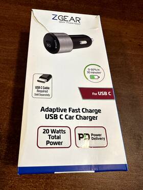 Z Gear 701890121799 Adaptive Fast Charging Usb C Car Charger 20 Watts For - New