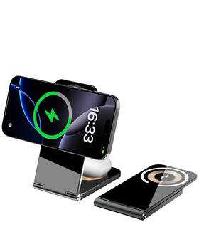 W502 Zedamsan 2-in-1 Wireless Charger Iphone Magnetic Charging Station Foldable Dual 15w W