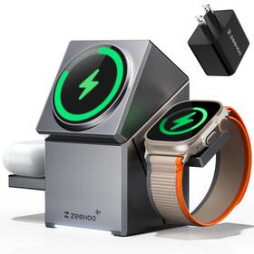 Zeehoo 766122954699 3 In 1 Charging Station For Apple Magsafe Charger Cubetrick-x Qi2 15w