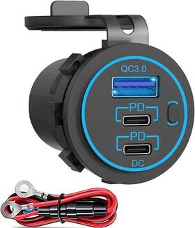 Qc3.0 Zennova 725889854932 12v Usb Charger Pd 20w Usb-c Power Socket And 18w 2pd 1qc