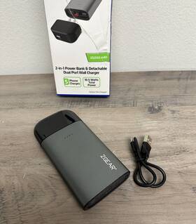 Pb-u10kdo2aac-gy Zgear Gear Maximized Power Bank 10 000 Mah With Dual Port Wall Charger