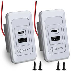 Cfxusb02 Zhsms 2 Pack Rv Usb Outlet 12v-24v Wall Mount Dual Charger Usb-a And Silver