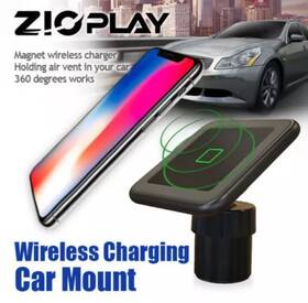 Wmc-12 Ziopaly 2-in-1 Magnetic Wireless Charger/ Smartphone Mount Dashboard Or Clip On Air Vent