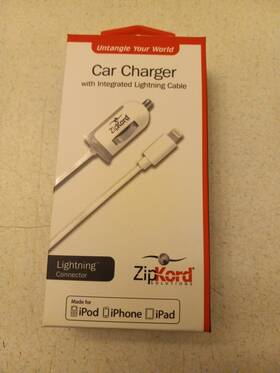 Z223004 Zipkord 6 Pack Car Charger For Apple Ipod/iphone/ipad - White Brand New