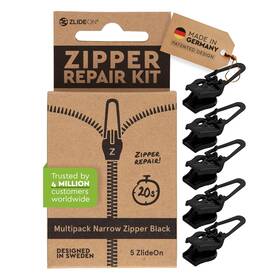 Zlideon 350109010435 Zipper Pull Replacement - 5pcs Black Narrow Instant Replac