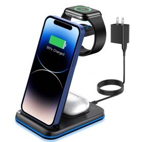 Zubarr 714243802528 Foldable Wireless Charger For Multiple Devices 3 In 1 Charging Stati