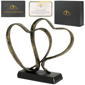Tybj-01 Zyphlux Anniversary Wedding Gifts For Couple - Two Hearts And Cross Iron Sculpture 1