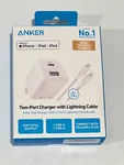 Anker 2-PORT 32W Wall Charger W/ Cable For Apple- White Open Box. Fixed Price $13.45.