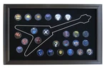Electric Flying V Guitar Wall Display Picture Frame For 25 Picks With Capsules. Fixed Price $87.77.