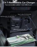 Yhtyoh Retractable Car Charger, 3 In 1 Fast Phone 2 Cab. Fixed Price $12.66.