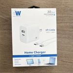 Just Wireless 30W Fast Wall Charger 2-PORT Usb-c Usb-a 6FT Cable White. Fixed Price $6.82.