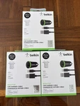 Three Belkin Iphone Car Charger With Speed Sync Cable 12 WATT/2.4 Amp. Fixed Price $15.00.