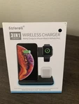 Saferell 3-IN-1 Wireless Charger Station 15 Fast Charging Dock QD-WC-8 Black. Fixed Price $20.43.