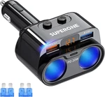 Superone 200W 2-SOCKET Cigarette Lighter Splitter Power Adapter, Usb Car Charg. Fixed Price $22.92.