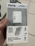 Ihome Ac Pro 3.4A 2 Usb-a Port Slim Wall Charger, New Sealed White. Fixed Price $15.99.