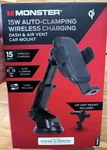 Monster 15WATT Auto-clamping Wireless Charging Car Mount Dash And Vent. Fixed Price $10.99.