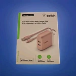 Belkin Boostcharge Dual Port Usb Wall Charger 24W + 5FT Mfi Apple Cable - Pink. Fixed Price $18.95.