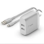 Belkin Inc F5Z085-05-SLV 24W Dual-port Usb-a Wall Charger + 5FT. Fixed Price $8.00.