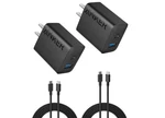 Anker 20W Usb-c Fast Charger 2-PACK W/ Cables For Iphone 16/15 Ipad Pro. Fixed Price $27.99.