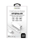 Iessentials 2.4-AMP 12WATT Port Usb Car Charger With Lighting Cable 4FT White. Fixed Price $12.00.