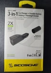 Original Scosche 3 1, Car Charger, Portable Battery Pack, Flashlight Nib. Fixed Price $12.00.