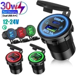 12V QC3.0 Dual Usb Car Fast Charger Socket Power Outlet Led Voltmeter Waterproof. Fixed Price $14.23.