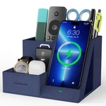 Topmade Wireless Charger With Desk Nightstand Organizer, Leather Pencil Hold. Fixed Price $60.73.