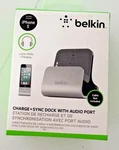 Belkin Charge & Sync Dock Cradle W/ Audio Port-for Iphone Use F8J057BT. Fixed Price $7.99.