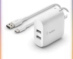 Belkin 24W Dual Port Usb-a Wall Charger For Apple Devices Cable Included. Fixed Price $20.00.