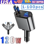 Retractable Car Charger 4IN1 Fast Phone 16 120W Usb Type Cable Lot. Fixed Price $1024.48.