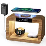 Bamboo Wireless Charging Station With Light & Alarm Clock. Fixed Price $87.97.
