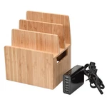 Bamboo Multi-device Charging Station & Cord Organizer Stand For Smart Devices. Fixed Price $67.21.