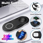 Us 2IN1 Dual Pad Wireless Charger For Apple Airpods Watch S11 Ultra 3 Iphone 17E. Fixed Price $8.90.