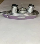 Speed Boat Salt & Pepper Shakers W/mustard Cup Plastic. Hong Kong. Fixed Price $8.99.
