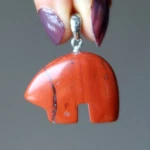 Red Jasper Pendant Bear Power Animal Charm Crystal Amulet Gemstone. Fixed Price $30.00.