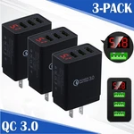 3-PACK Port Usb Home Wall Fast Charger For Cell Iphone Samsung Android. Fixed Price $12.16.