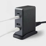 4 Port Charging Hub Vertical 2C + 2A - Heyday Black Saffiano. Fixed Price $6.99.