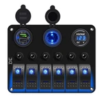 Fxc Waterproof Marine Boat Blue Rocker Switch Panel 6 Gang With Usb &. Fixed Price $56.11.