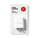 Dual Port 25W Usb-a And Usb-c Wall Charger Dealworthy White: Quick. Fixed Price $12.95.