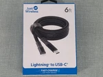 Just Wireless 6' Ultra Braided 8-PIN For Apple To Usb-c Flat Cable Slate Black. Fixed Price $8.95.