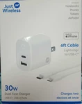 Just Wireless 30W Dual Fast Charger Made For Iphone Usb-c & Ports. Fixed Price $11.99.